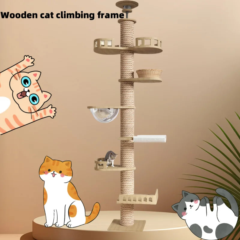 Arbre à chat de sol au plafond avec hamac