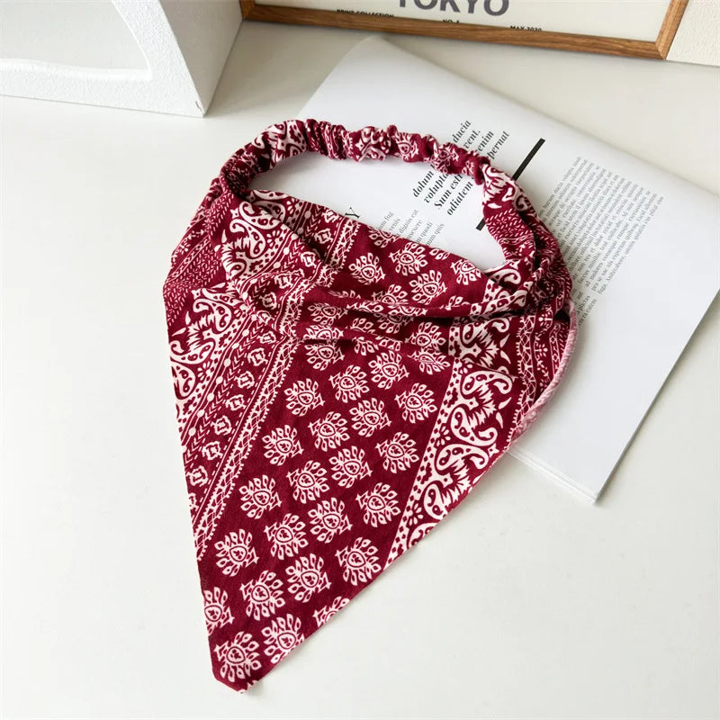 Boho Floral Print Cotton Triangle Hair Bandanas