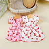 Strawberry Print Dog Dress with Bow for Small Breeds