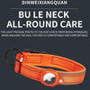 An orange reflective dog collar with a clear dome and adjustable strap is shown against a dark background.