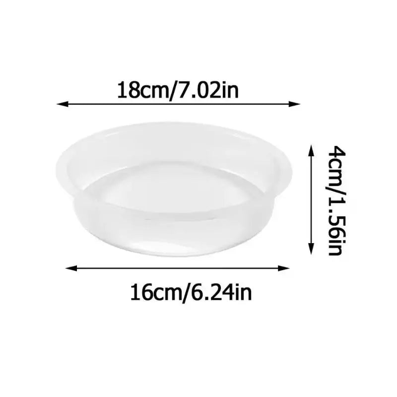 A white hanging automatic bird feeder with a transparent window, measuring 18cm by 16cm.