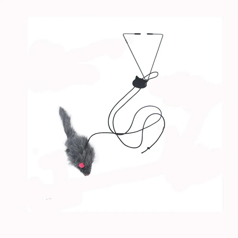 Interactive Door-Hanging Cat Toy with Mouse Teaser