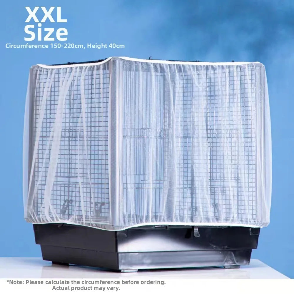 A clear mesh cover for an XXL bird cage, showing the transparent netting over the enclosure.