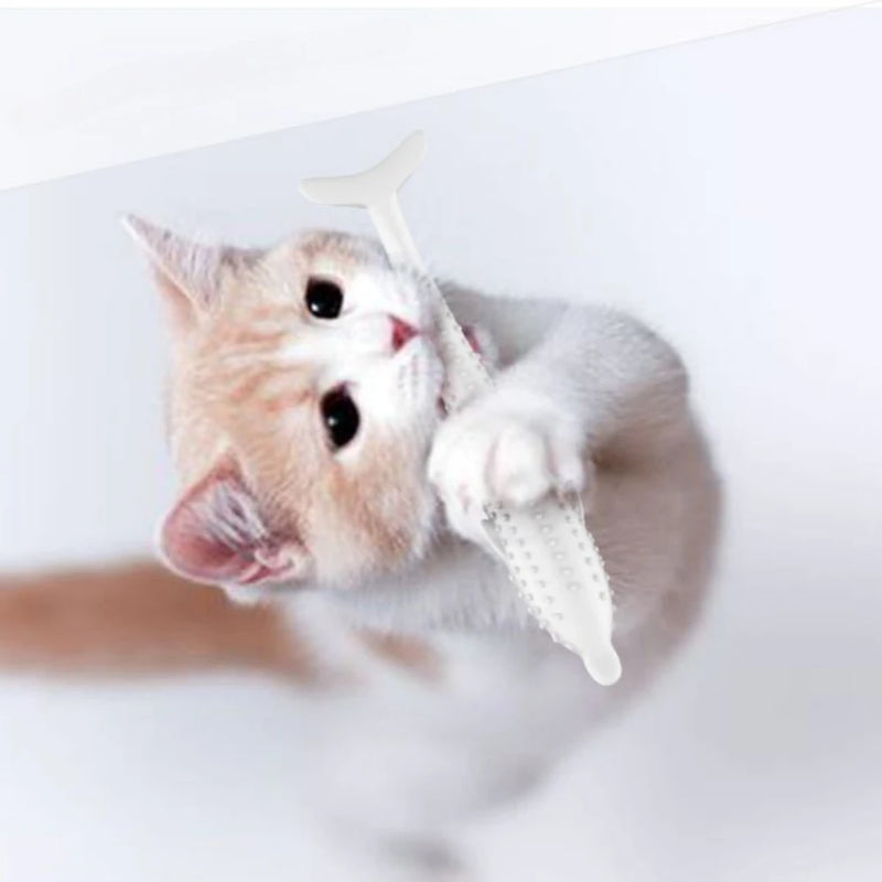 Cat Teeth Brushing Toy: Fish-Shaped Silicone Chew Toy
