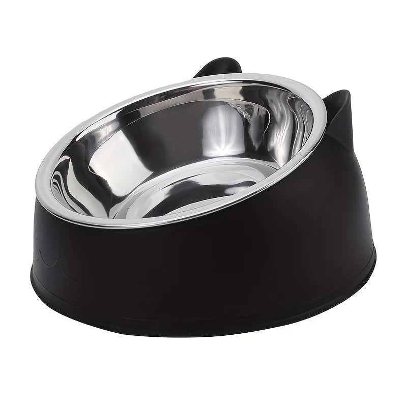 Ergonomic Elevated Cat Bowl with Inclined Stainless Steel Design