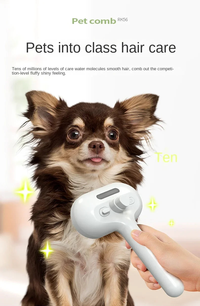Brosse de toilettage électrique 3-en-1 pour animaux avec vapeur et massage