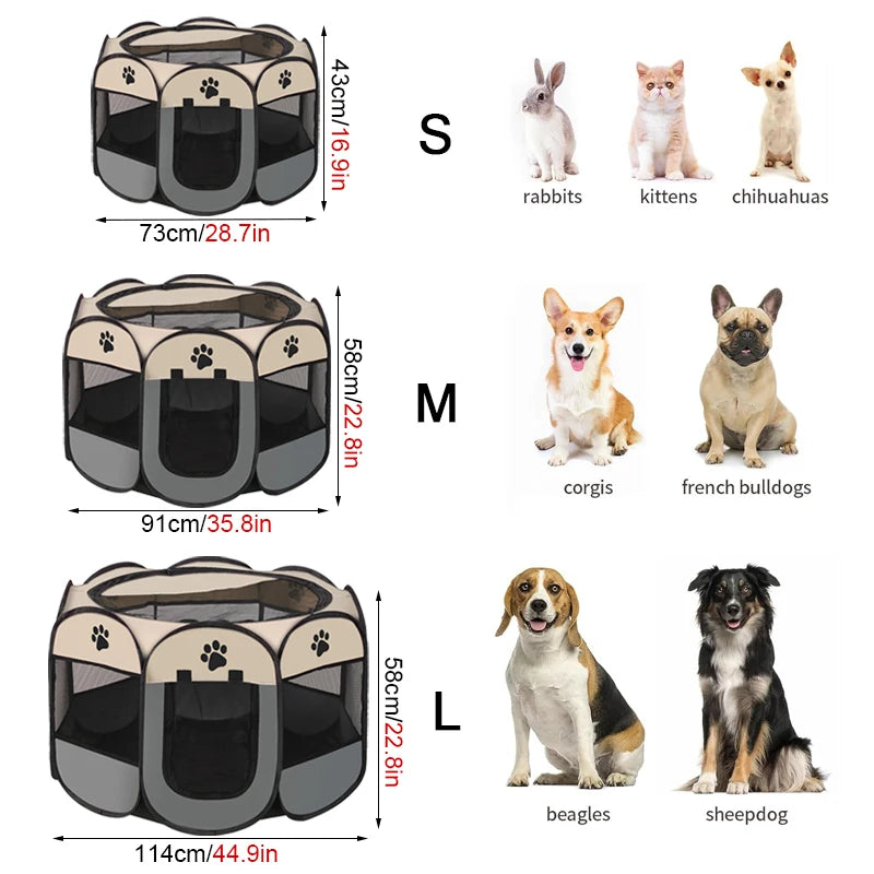 Foldable Octagonal Pet Tent with Breathable Mesh - Portable Outdoor Dog & Cat Shelter
