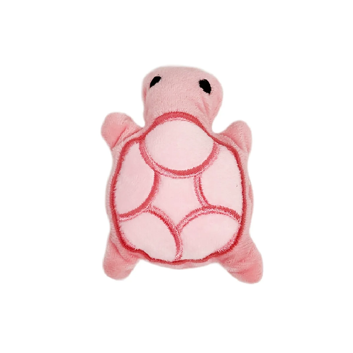 Rosa Plüschtier in Form einer Schildkröte mit strukturierter Schale und kleinen Merkmalen.