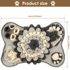 A gray dog snuffle mat featuring a large flower-like design with various textured fabric pieces for smell training.