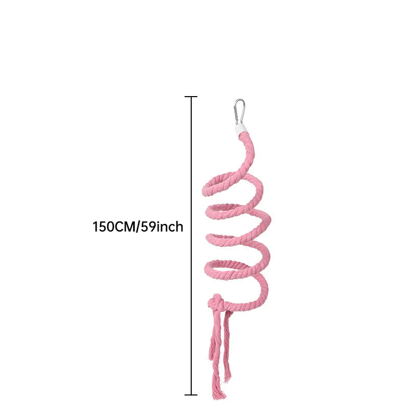 Pinker Farbverlauf, Vogel klettert an, Seil maßt 150 cm oder 59 Zoll