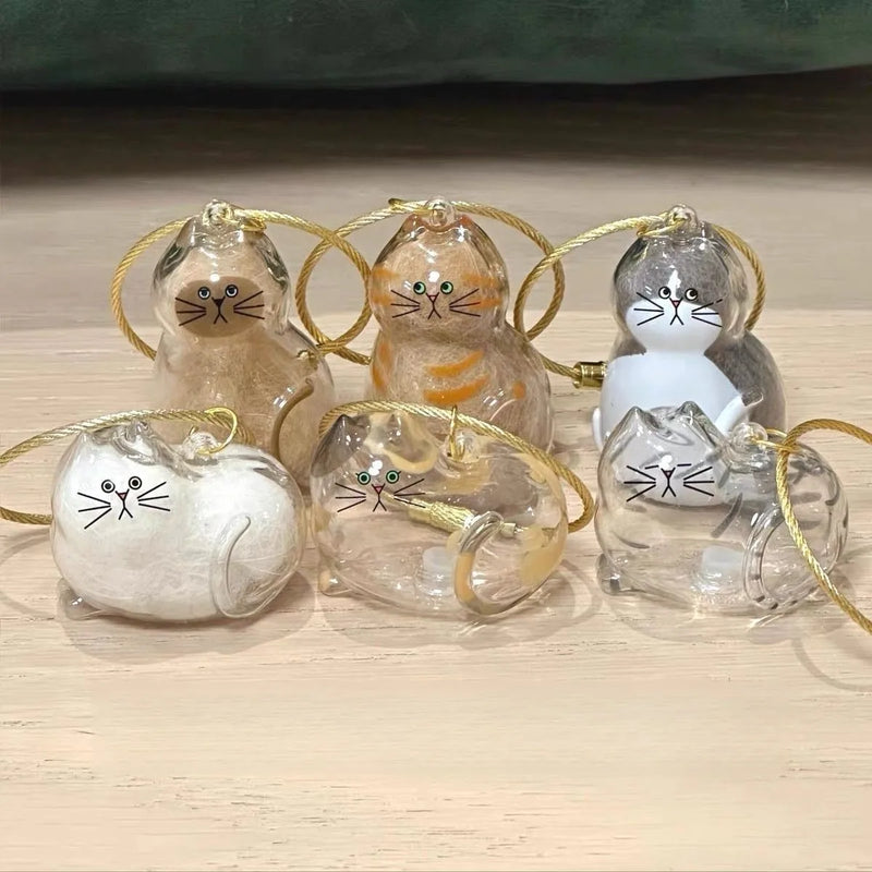Porte-clés Chat Roux avec Compartiment de Rangement pour Cheveux