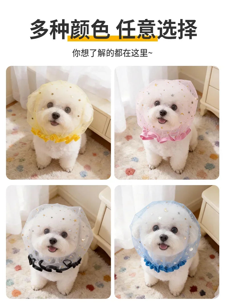 Breathable Star Tulle Dog Muzzle Cover for Outdoor Walks