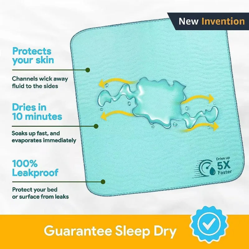 A light blue reusable waterproof pet urine pad designed to protect surfaces and dry quickly.