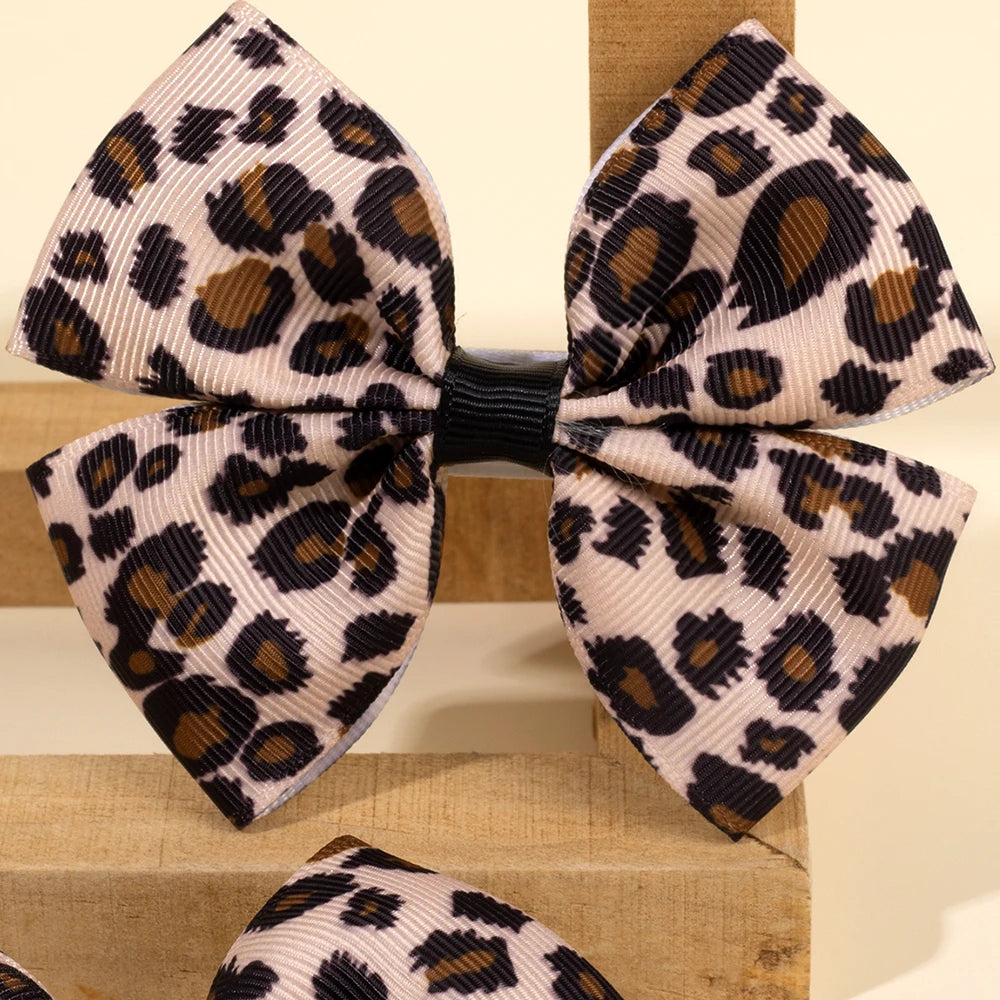 Leopard Bow Hair Clips for Girls - Set of 2