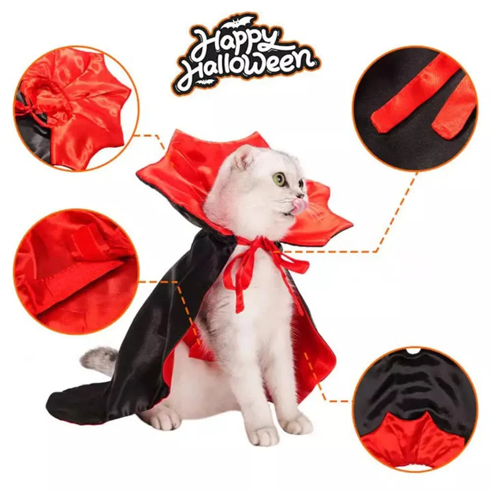 Vampire Cape Pet Costume for Cats and Small Dogs