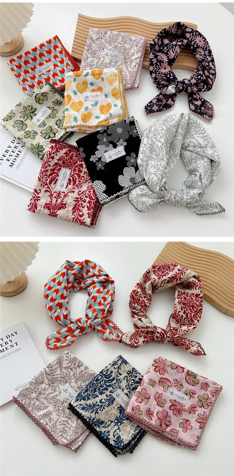 Square Cotton Scarf for Women – Versatile Neck & Hair Accessory
