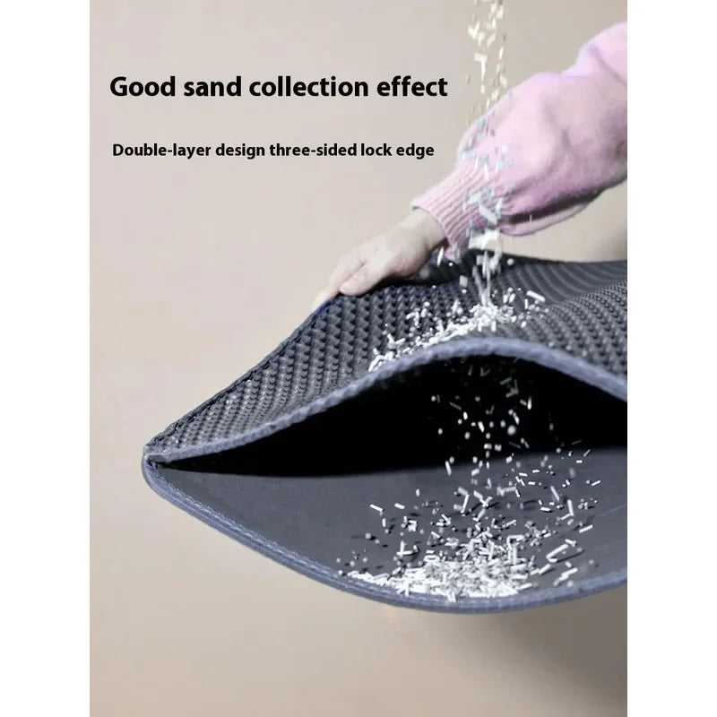 Double-Layer Waterproof Cat Litter Mat with Non-Slip Base