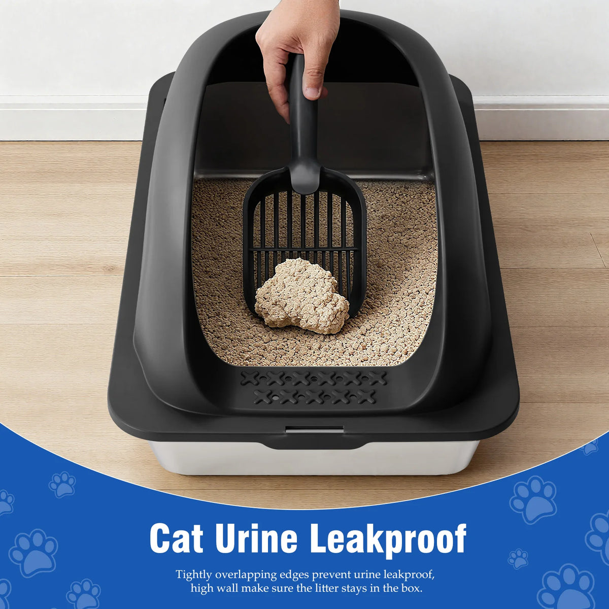 Stainless Steel Cat Litter Box with Lid, High-Sided, Extra Large