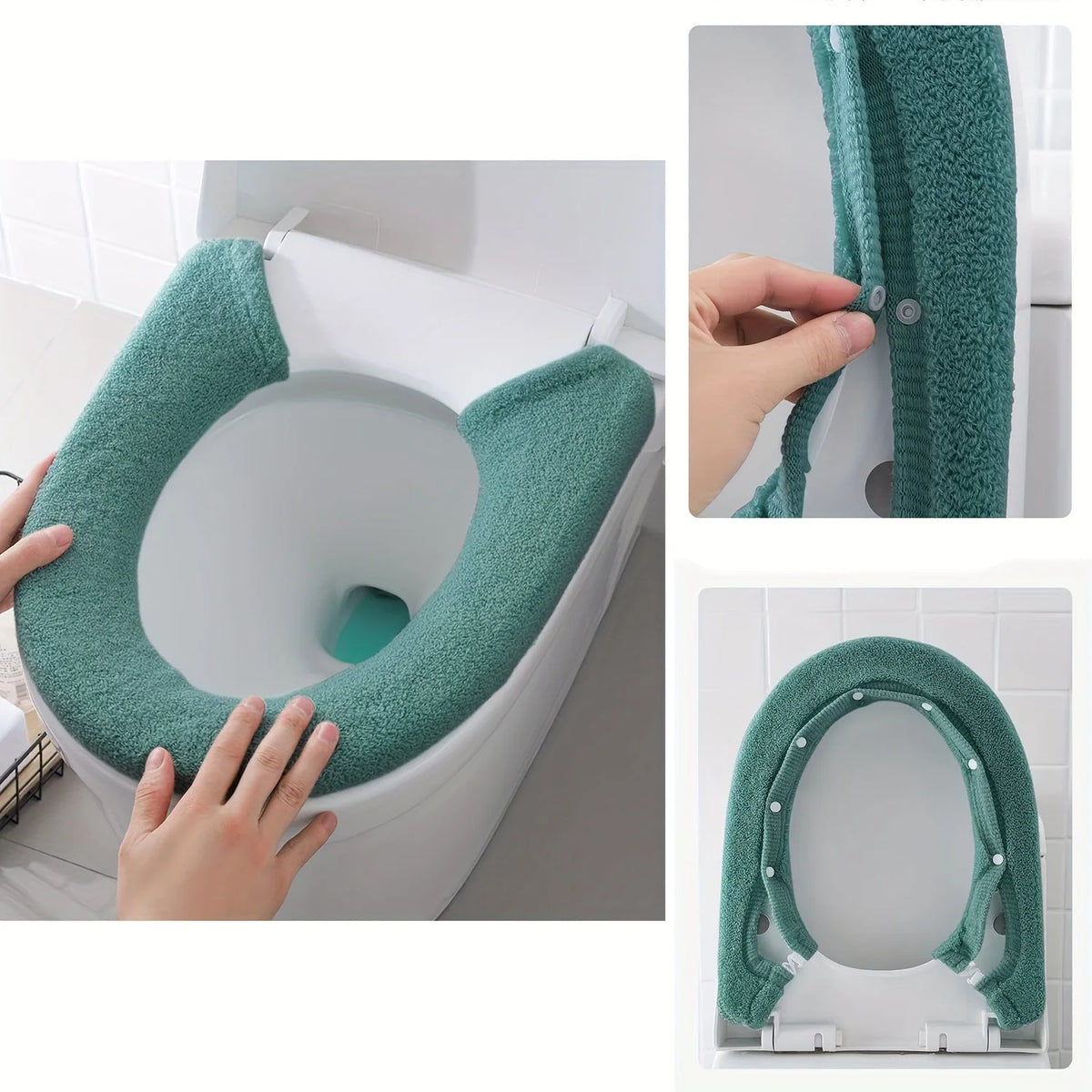Plush Non-Slip Toilet Seat Cover with Thermal Fleece Lining