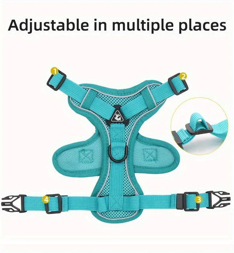 Adjustable No-Pull Dog Harness with Reflective Leash Set