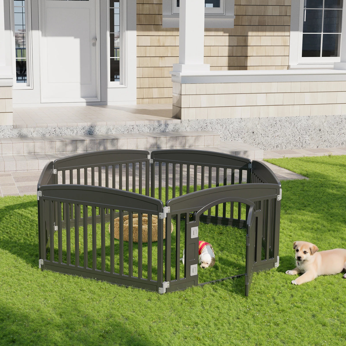 Expandable Plastic Dog Playpen with Door - 6 Panel