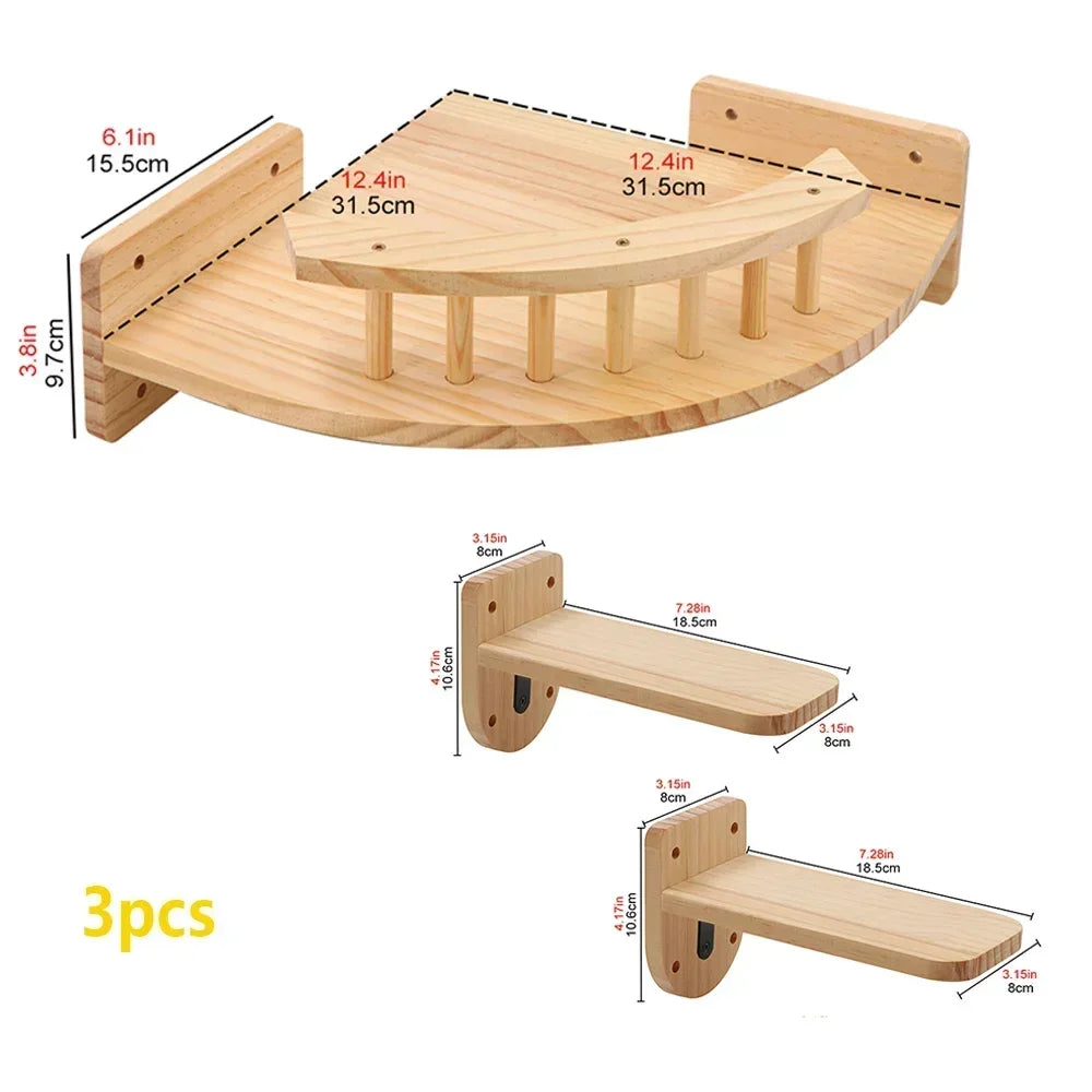 Wall-Mounted Cat Hammock and Climbing Stairs with Scratcher
