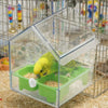 Hanging Parrot Feeder with Pull-Out Bath and Transparent Design