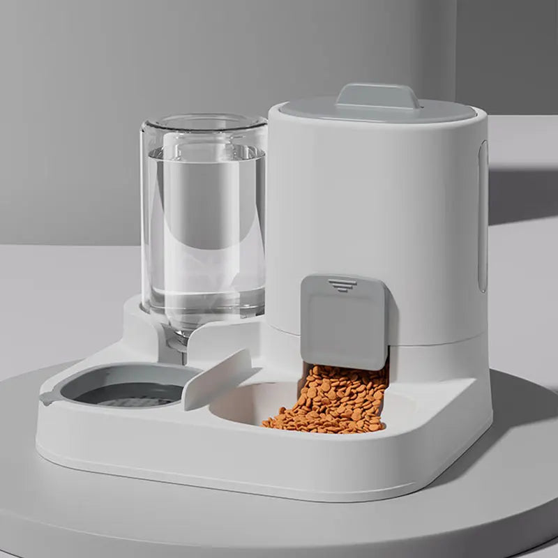 Gravity-Fed Cat Water Dispenser & Feeder with Spill-Proof Design