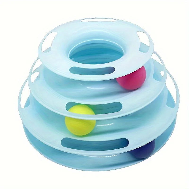 Three Layer Interactive Cat Toy Tower with Colorful Balls