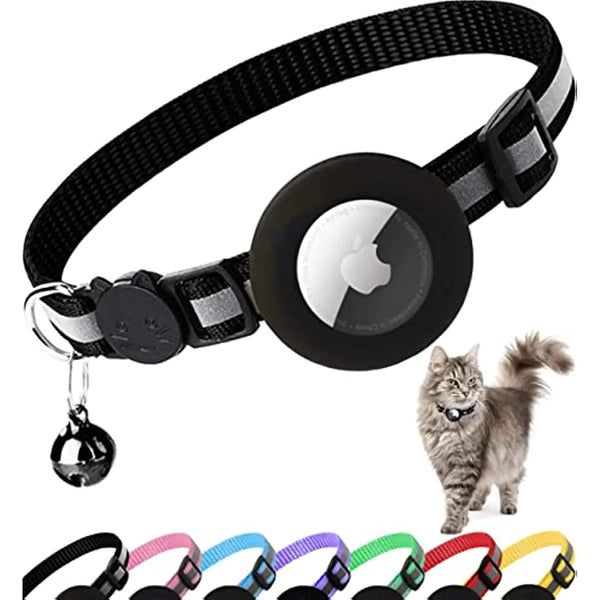 Reflektierendes Cat-Collar mit AirTag-Halterung und Auslösemechanismus