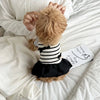 Striped Bow Accent Dog Dress with Flutter Sleeves for Small Breeds