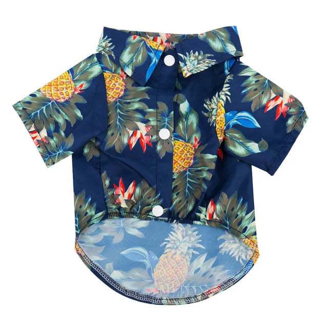 Hawaiian Leaf Print Summer Shirt for Small Dogs & Cats