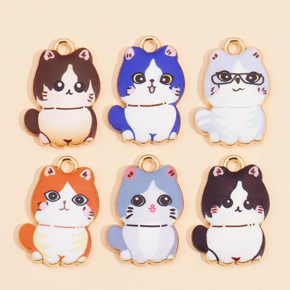 Colorful Cartoon Cat & Animal Enamel Charms for DIY Jewelry Making