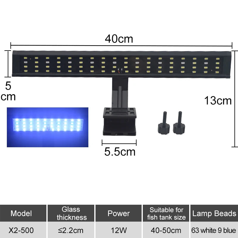 Lampe LED à clipser pour aquarium, fine, idéale pour la croissance des plantes