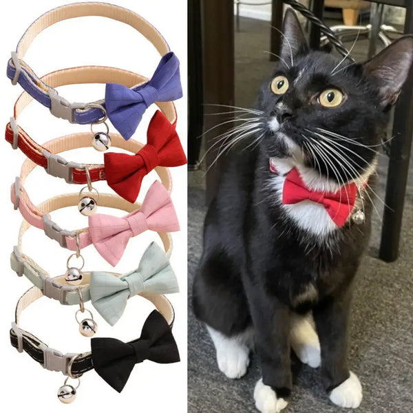 Verstellbares Schleifen-Halsband mit Glocke für Katzen und kleine Hunde
