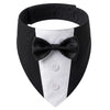 Black and white elegant dog tuxedo bandana with a black bow