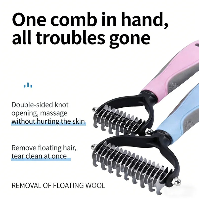 Double-Sided Stainless Steel Dematting Comb for Dogs and Cats