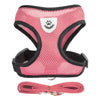 Pink pet harness and leash set with a mesh design