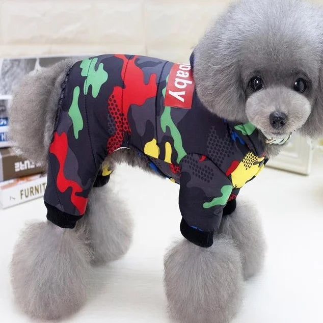 Mono de Algodón Acogedor para Perro con Capucha Impermeable