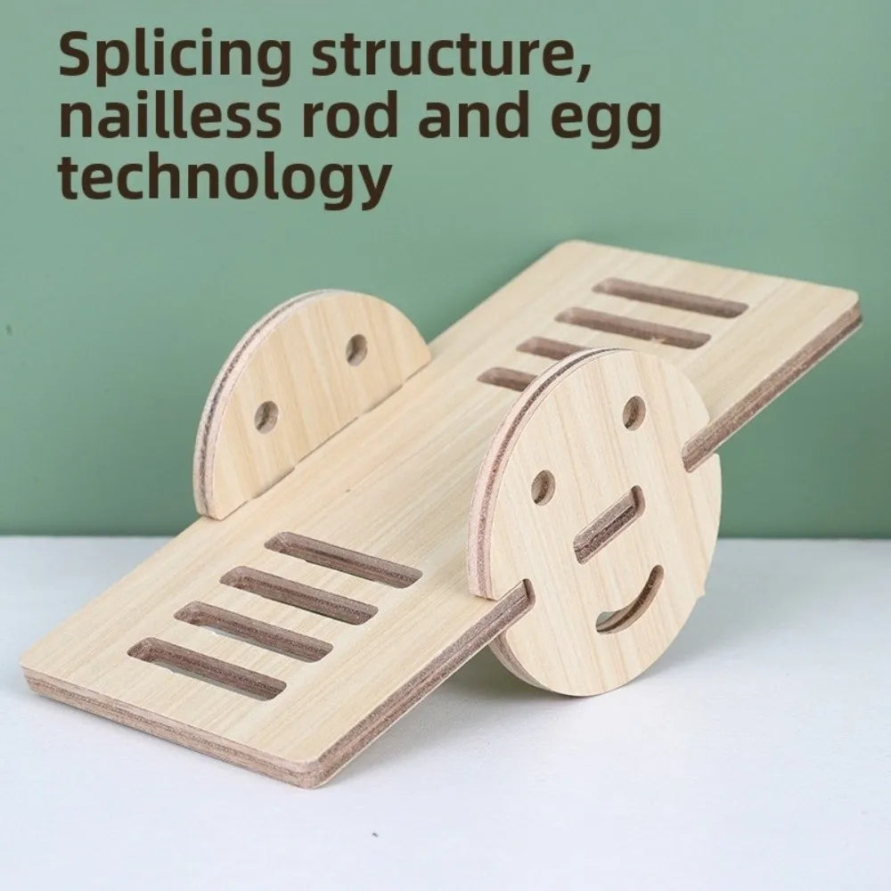 Natural Wooden Hamster Villa with Climbing Platform