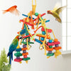 Colorful Wooden Bead and Rope Parrot Chew Toy with Hanging Hook