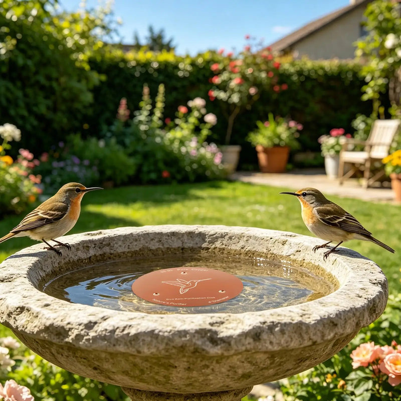 Disque de purification en cuivre naturel pour abreuvoir à oiseaux