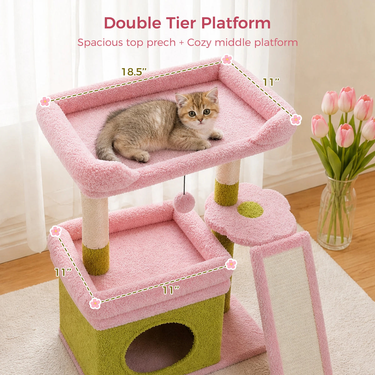Compact Cat Tree Tower with Sisal Scratching Posts and Cozy Perches