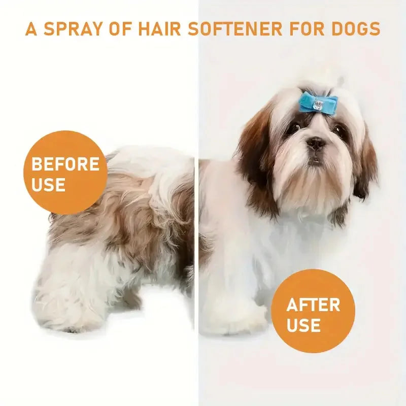 Vorher-Nachher-Vergleich eines Haarpflegemittels für Hundehaare.