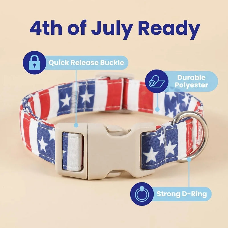 Soft Cotton Patriotic Dog Collar