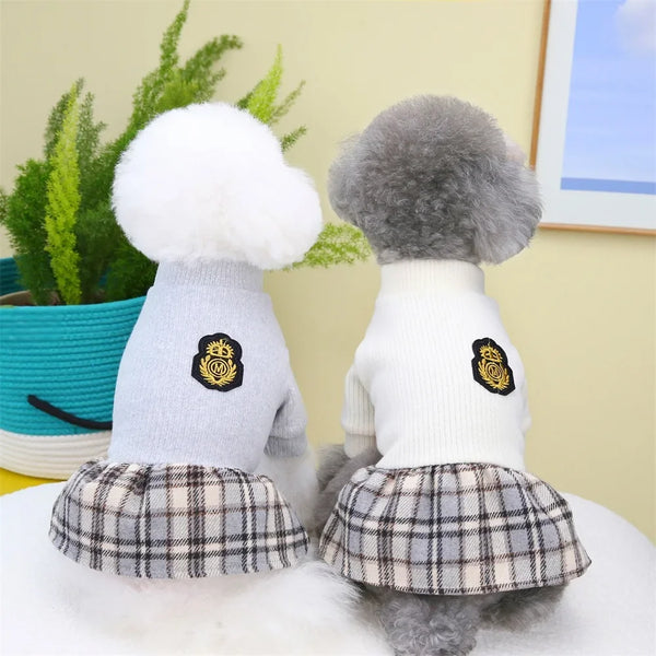 Plaid Dog Dress - Autumn Winter Princess Outfit