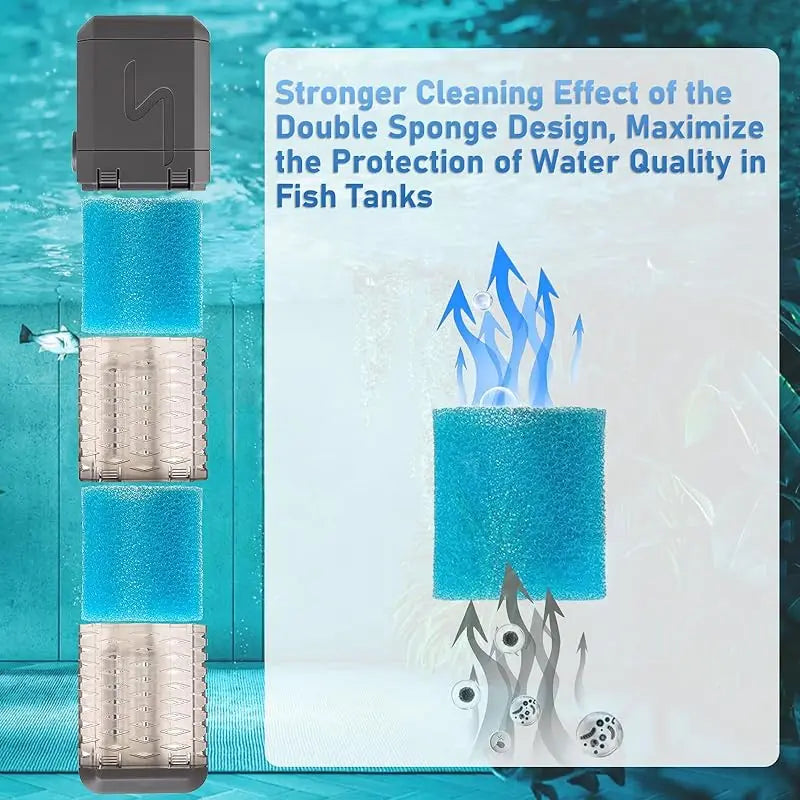 3-in-1 Silent Aquarium Filter with Wave Maker and Oxygenation