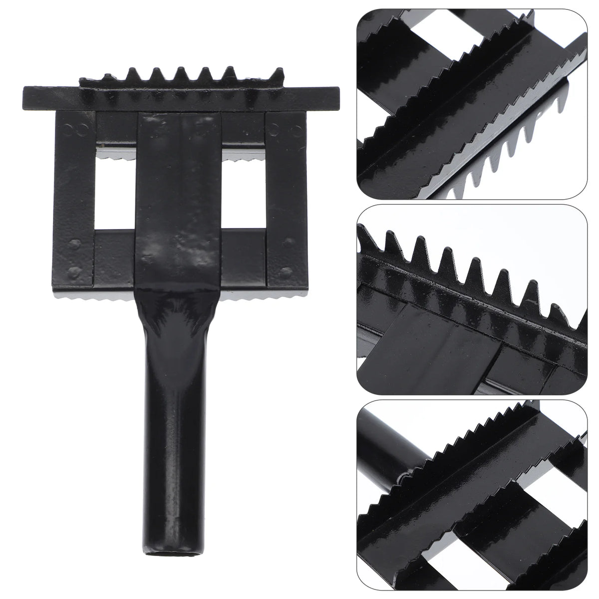 Brosse de toilettage noire robuste à dents avec une palette plate et une poignée effilée