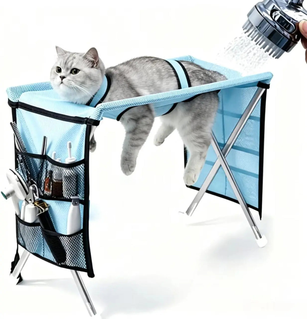 Pet Grooming Hammock with Stand – Adjustable Nail Trimming Restraint Sling for Small to Medium Dogs and Cats