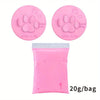 Pink clay paw print keepsake for pets with love cat and dog designs packaged in a bag